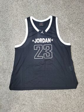Nike Womens Large Air Jordan 23 Logo Sleeveless Jersey Black White FN6687-010